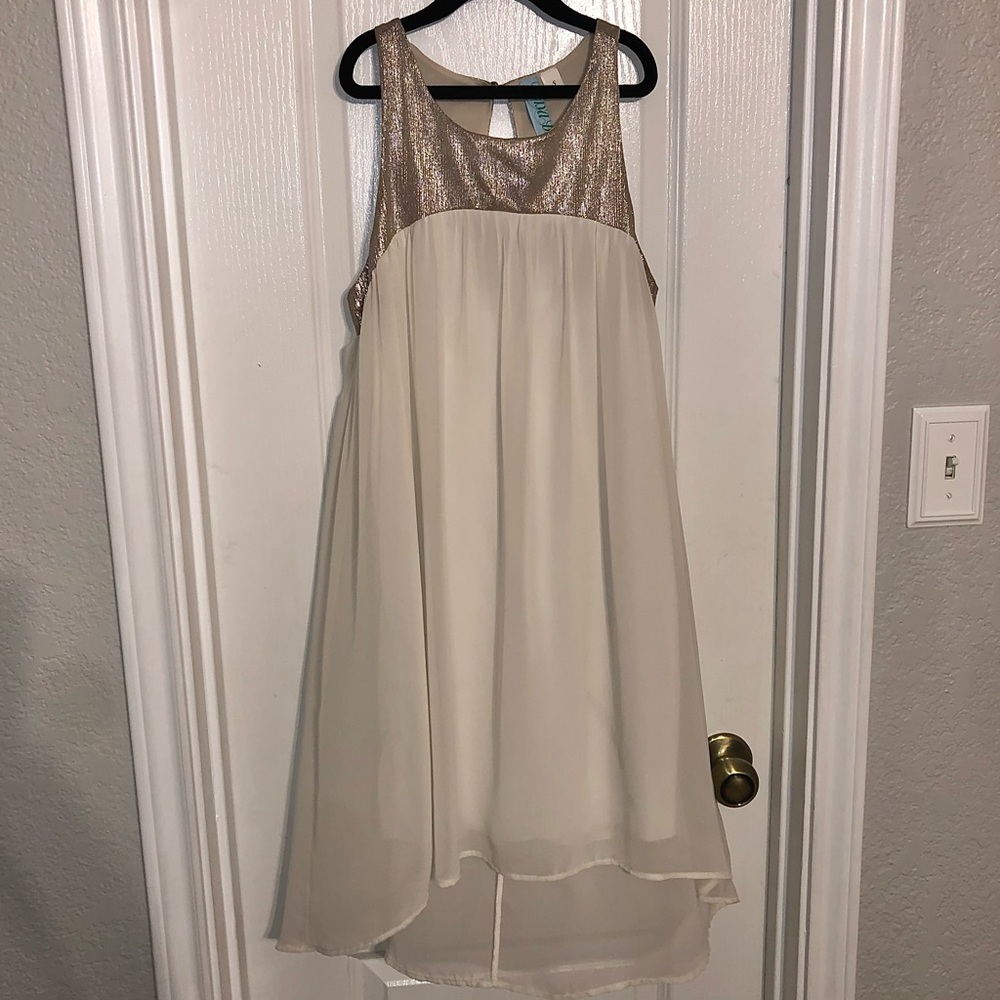 Women high-low dress Gold/Ivory Sz S
